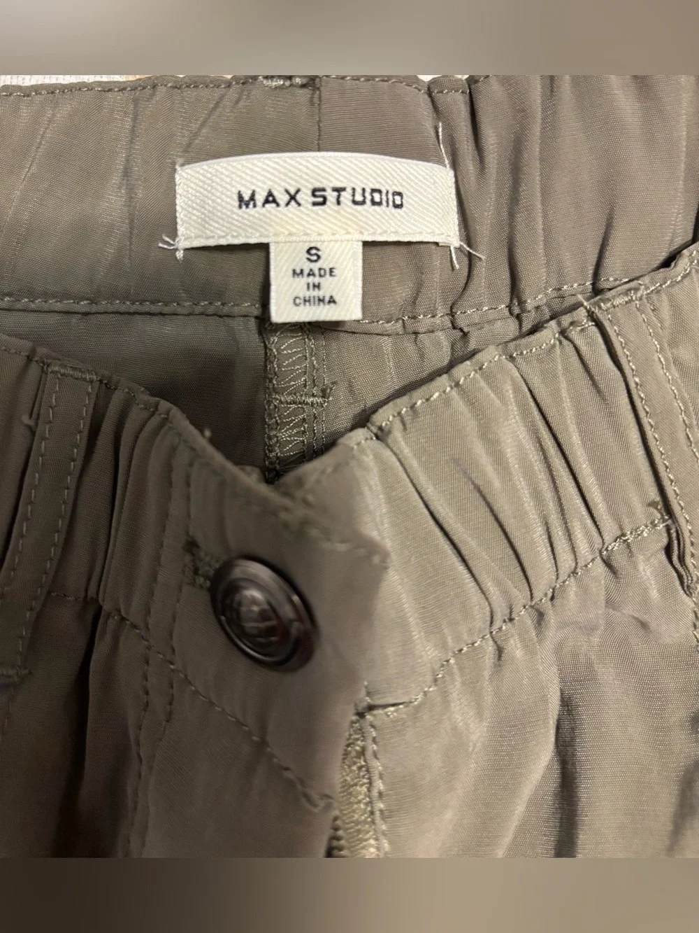 Max Studio Olive Green Wide-Leg Cargo Pants
